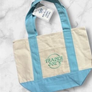 Trader Joe's Blue and Cream Tote Bag